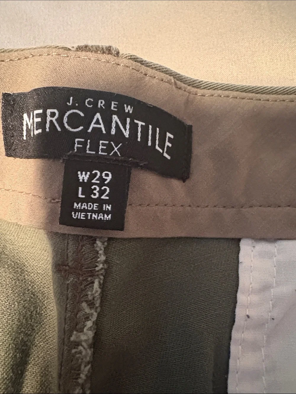 Men's J Crew Straight-Leg Pants in Olive Green